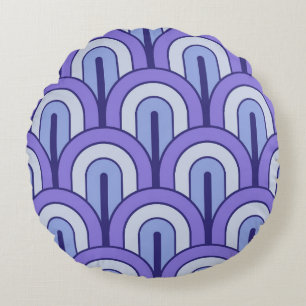 Retro Gradated Geometric Fan Pattern Round Pillow
