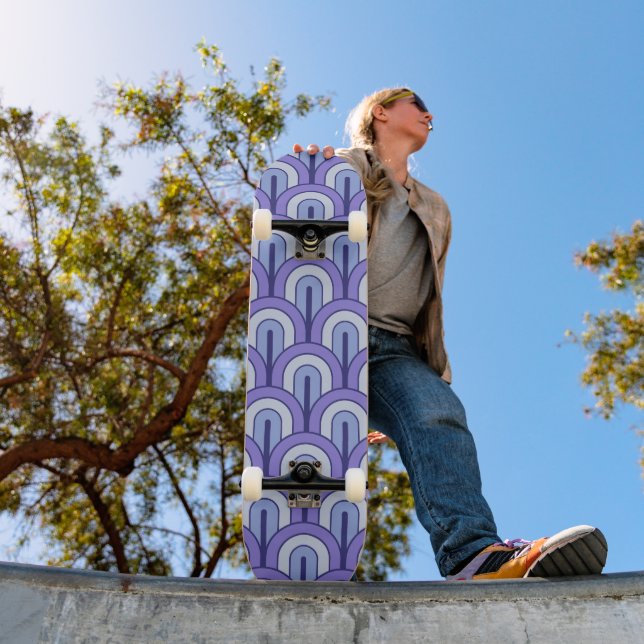 Retro Gradated Geometric Fan Pattern Skateboard (Outdoor 1)