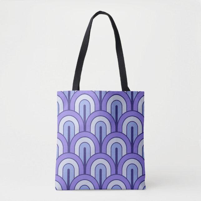 Retro Gradated Geometric Fan Pattern Tote Bag (Front)