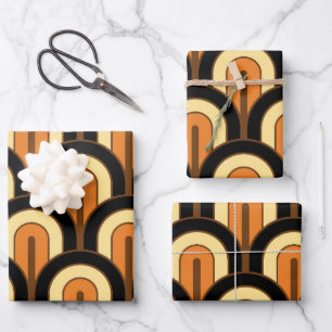 Retro Gradated Geometric Fan Pattern Wrapping Paper Sheets