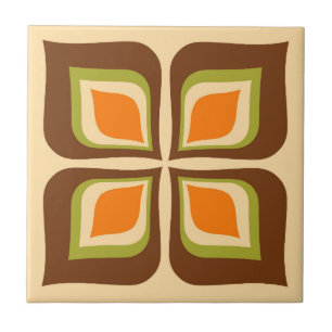 Retro Gradient Autumn Leaves pattern Ceramic Tile