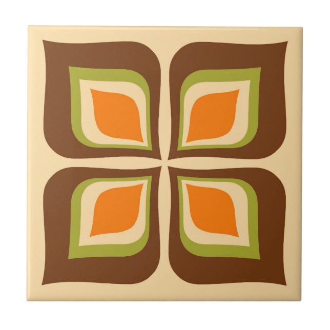 Retro Gradient Autumn Leaves pattern Ceramic Tile (Front)