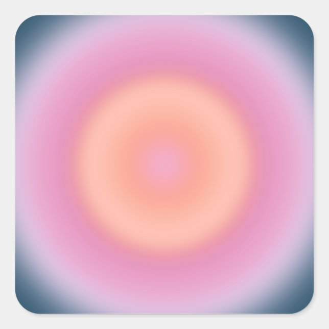 Retro Gradient Dark Blue And Pink Abstract Aura Square Sticker (Front)