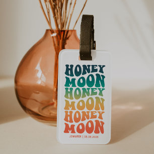 Retro Gradient Honeymoon Newlywed Couple Custom Luggage Tag