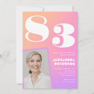 Retro Gradient Pink 83rd birthday Invitation