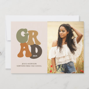 Retro Graduate 1970s Vintage Graduation Party Invitation