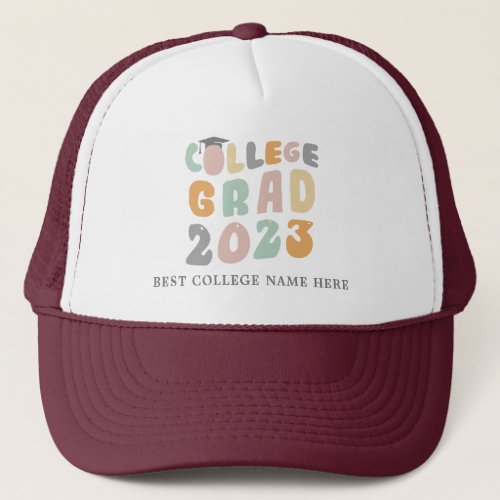 Retro Graduate 2023 College Grad Modern Trucker Hat