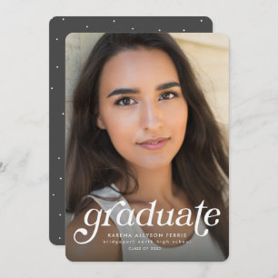 Retro graduate one-photo vertical graduation announcement