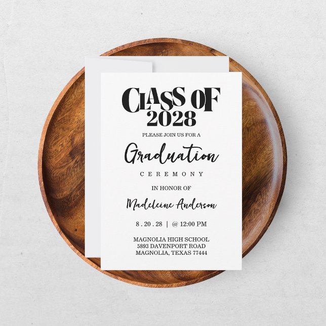 Retro Graduation Ceremony Black And White Invitation (Creator Uploaded)