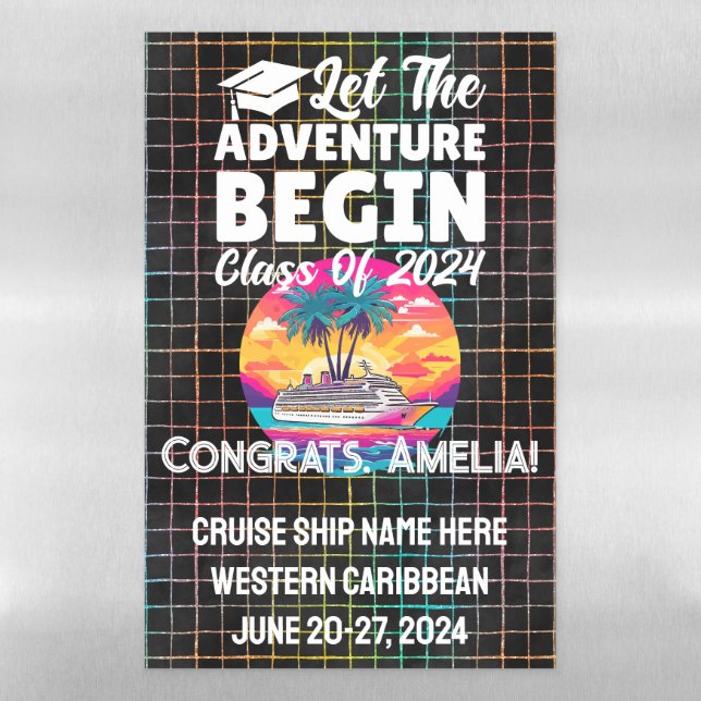 Retro Graduation Cruise Door Magnetic Dry Erase Sheet (Vertical)