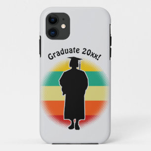 Retro Graduation Graduate Cap & Gown Woman Girl iPhone 11 Case