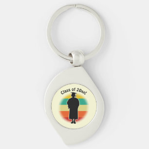 Retro Graduation Graduate Cap & Gown Woman Girl Keychain