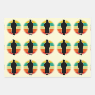 Retro Graduation Graduate Cap & Gown Woman Girl Wrapping Paper Sheets