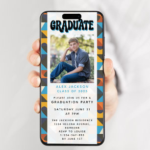 Retro Graduation Party Digital Evite Invitation