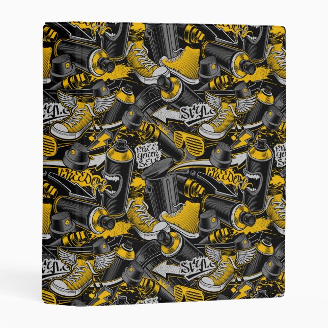 Retro Graffiti Urban Street Pattern Mini Binder (Front/Spine)