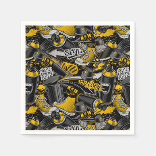 Retro Graffiti Urban Street Pattern Napkins