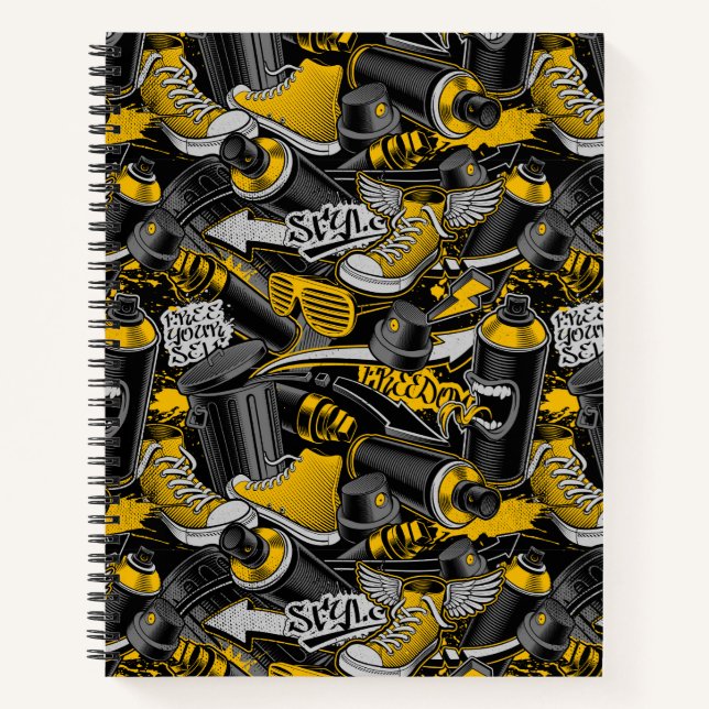Retro Graffiti Urban Street Pattern Notebook (Front)