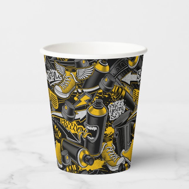 Retro Graffiti Urban Street Pattern Paper Cups (Front)