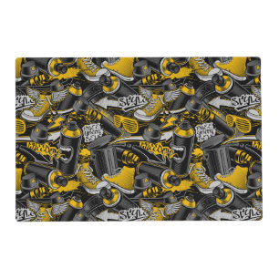Retro Graffiti Urban Street Pattern Placemat
