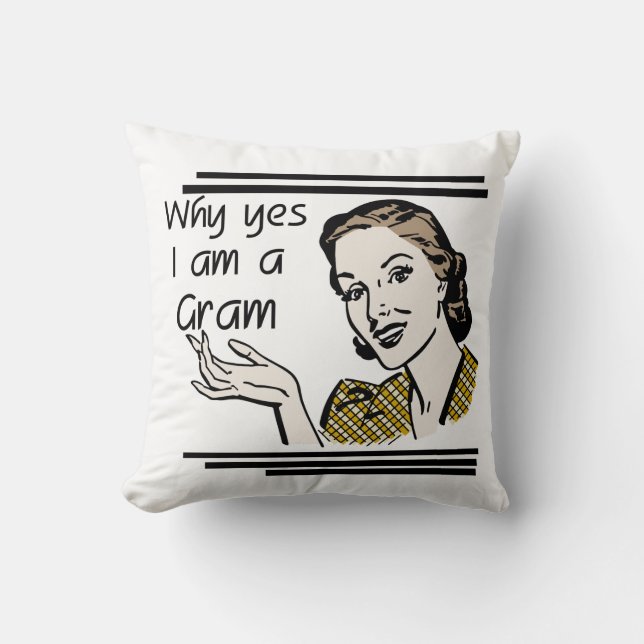 Retro Gram Gifts Throw Pillow (Front)