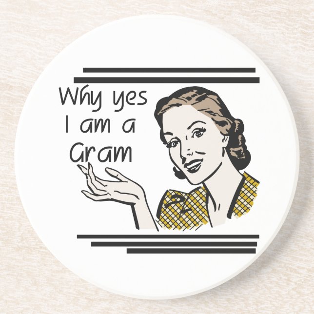 Retro Gram Tshirts and Gifts Sandstone Coaster (Front)