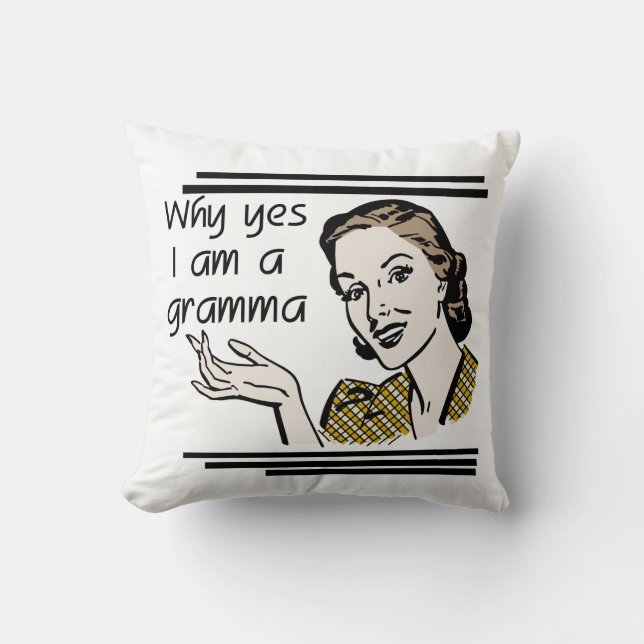 Retro Gramma Gifts Throw Pillow (Front)