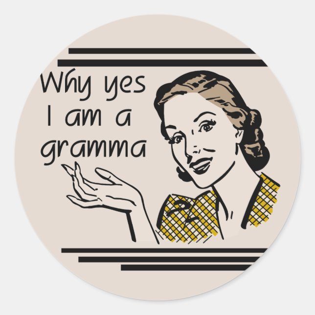 Retro Gramma T-shirts and Gifts Classic Round Sticker (Front)