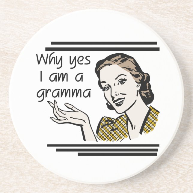 Retro Gramma T-shirts and Gifts Coaster (Front)
