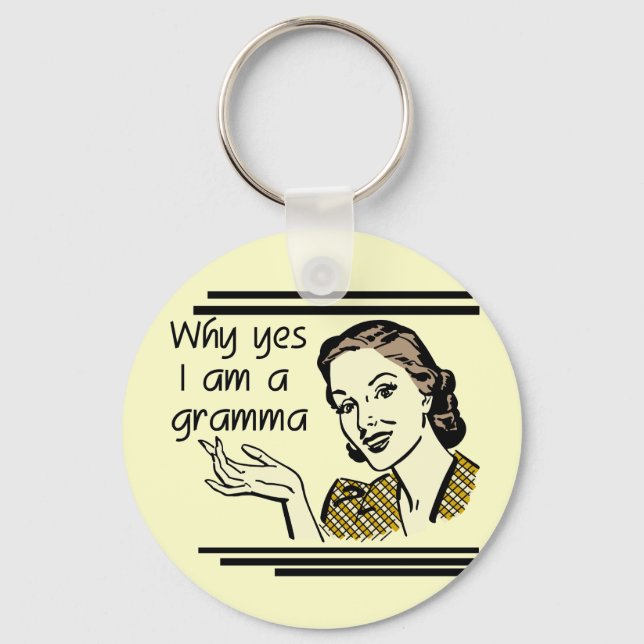 Retro Gramma T-shirts and Gifts Keychain (Front)