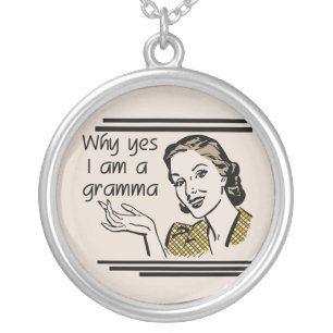 Retro Gramma T-shirts and Gifts Silver Plated Necklace