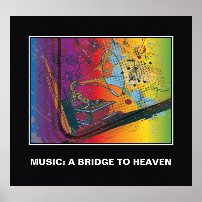 Retro gramophone music quote motivational poster (Front)