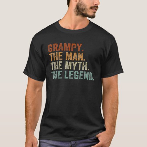 Retro Grampy The Man Myth Legend Daddy Grandpa Fat T_Shirt