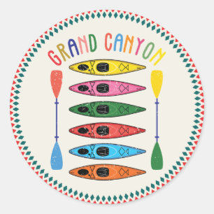 Retro Grand Canyon Kayaking T-Shirt Classic Round Sticker