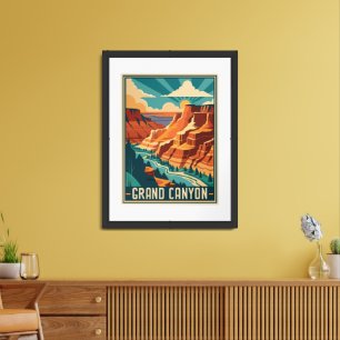 Retro Grand Canyon National Park Framed Art