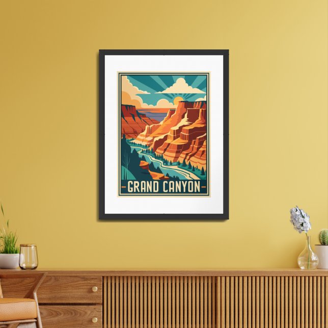Retro Grand Canyon National Park Framed Art (Living Room)