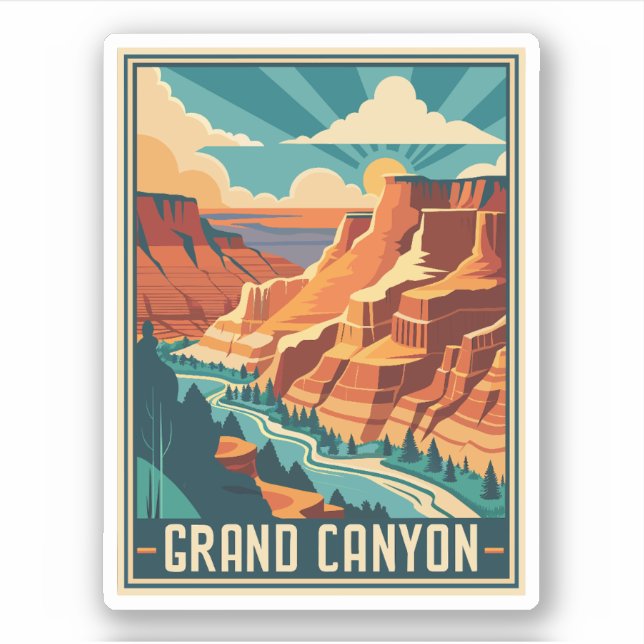 Retro Grand Canyon National Park Sticker (Front)
