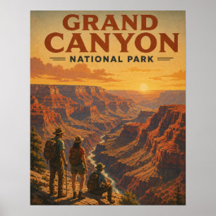 Retro Grand Canyon National Park WPA Style Hiking  Poster