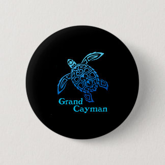 Retro grand cayman islands sea turtle tribal button