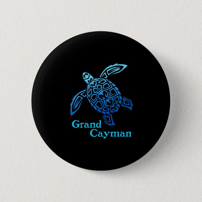 Retro grand cayman islands sea turtle tribal button (Front)