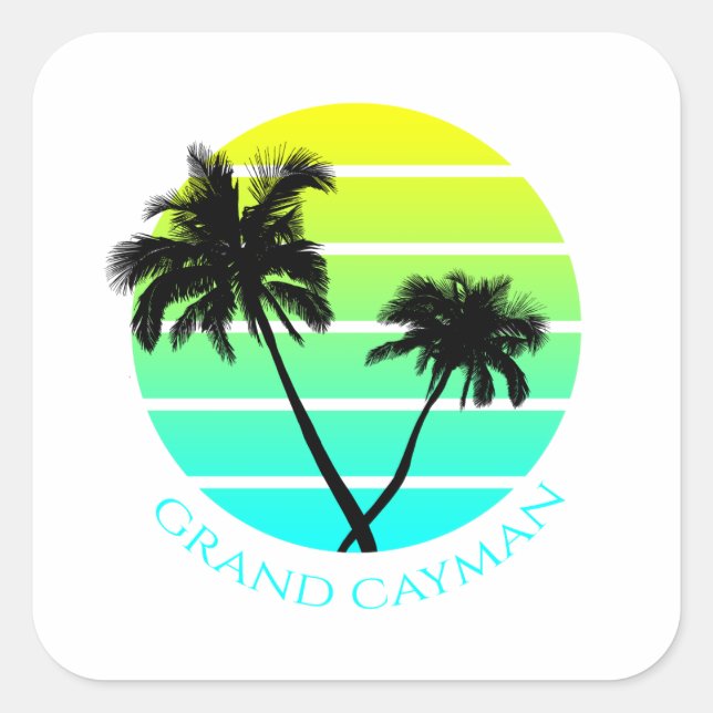 Retro Grand Cayman Islands Square Sticker (Front)