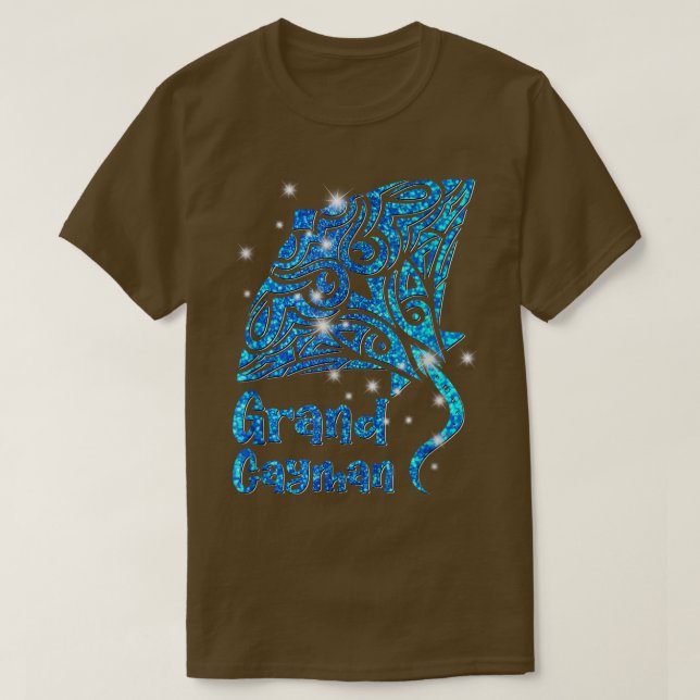 Retro Grand Cayman Islands Tribal Stingray Sea Ray T-Shirt (Design Front)