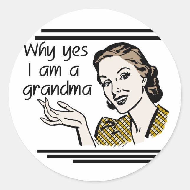 Retro Grandma T-shirts and Gifts Classic Round Sticker (Front)