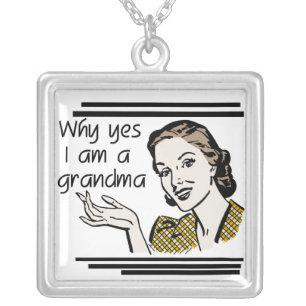 Retro Grandma T-shirts and Gifts Silver Plated Necklace
