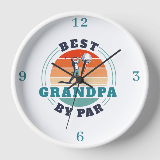 Retro Grandpa Birthday Golf Lover Clock (Front)