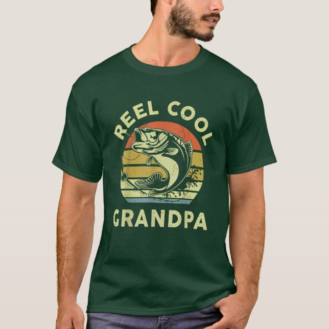 Retro Grandpa Reel Cool Pop Pawpaw Father Funny T-Shirt (Front)