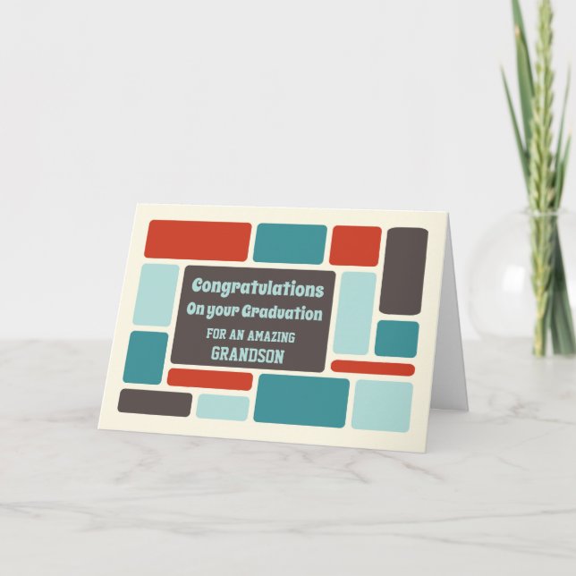 Retro Grandson Congratulations Graduation Card (Front)