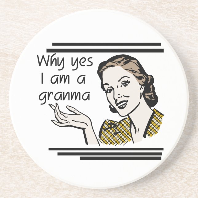 Retro Granma T-shirts and Gifts Drink Coaster (Front)
