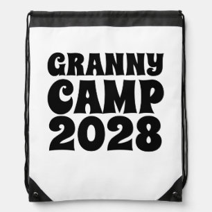 Retro Granny Camp Text  Drawstring Bag