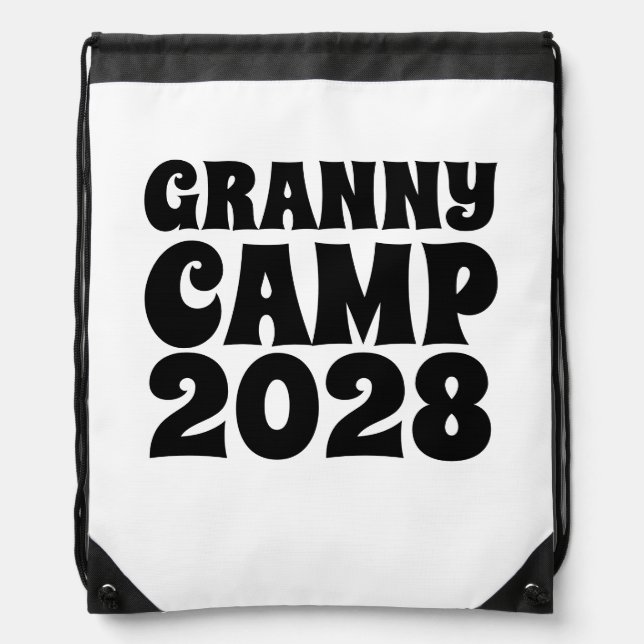 Retro Granny Camp Text  Drawstring Bag (Front)