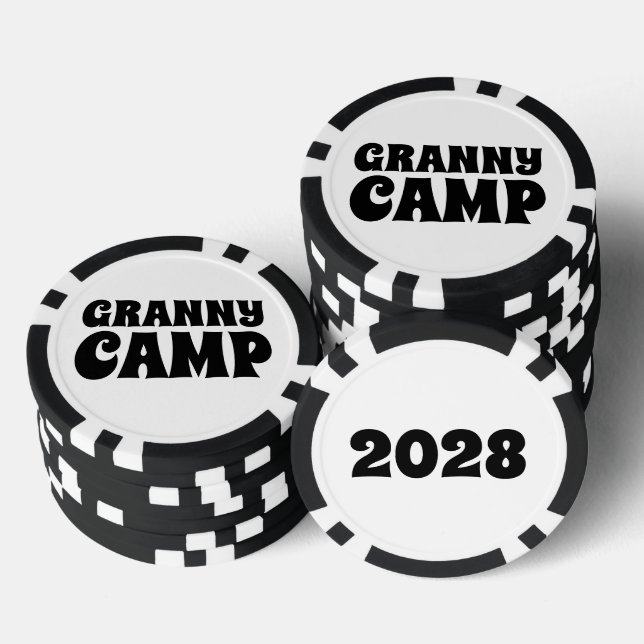 Retro Granny Camp Text Poker Chips (Stack)